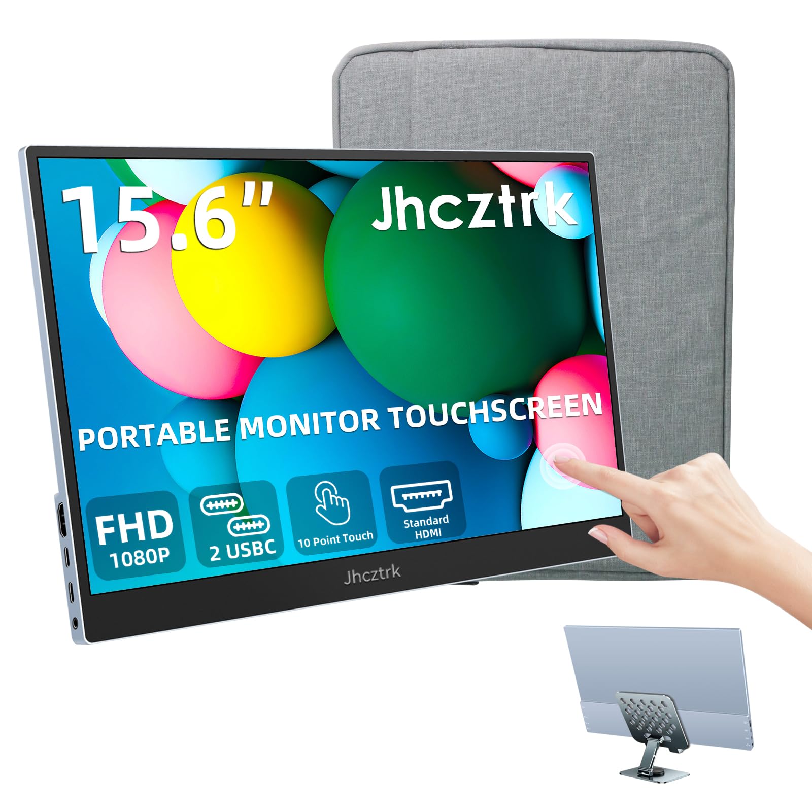 15.6' Touchscreen Portable Monitor, Full HD 1080P Ultra-Thin Metal