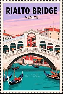 Rialto Bridge Metal Tin Sign 8x12 Inch - Retro Wall Decor For Man Cave,Home, Bar, Kitchen, Garage