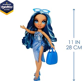 Rainbow High Swim & Style Skyler, Blue 11" Fashion Doll with Shimmery Wrap to Style 10+ Ways, Removable Swimsuit, Sandals, Fun Play Accessories, Great Toy Gift for Girls Kids Ages 4-12 Years
