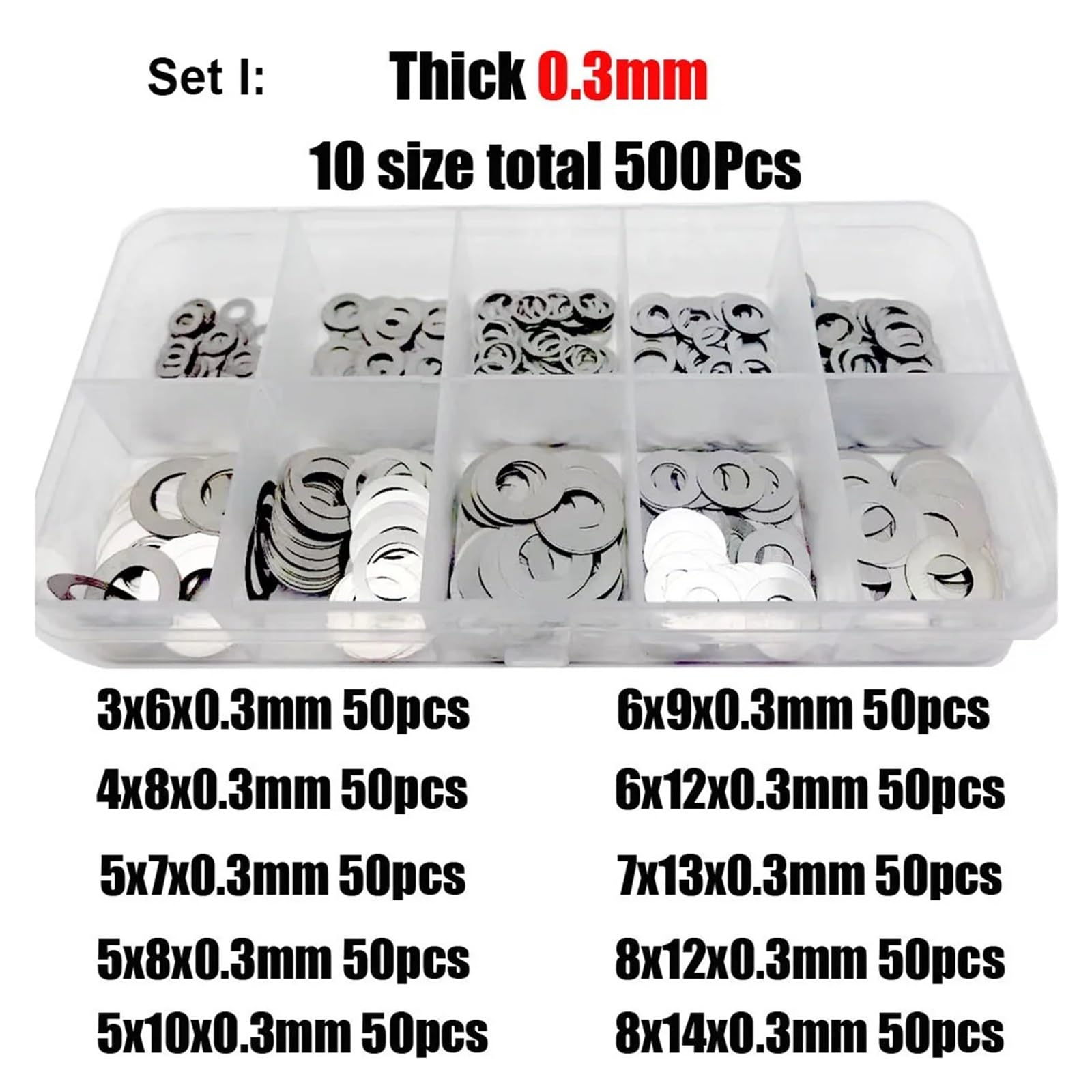 500/750/1200 pièces M2 M3 M4 M5 M6 M7 M8 304 A2 ensemble de rondelles Ultra fines en acier inoxydable cale de réglage joint uni Kit d'assortiment boîte