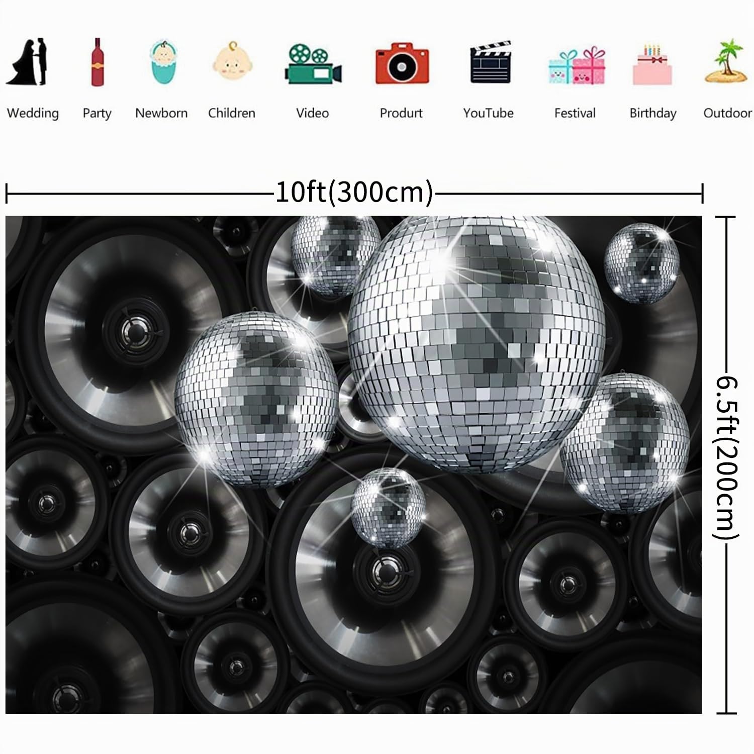 3x2m Foto Hintergrund Disco Silber Disco Ball Bühne Nacht Club Musik Tanz Party Neon Geburtstag Fotografie Hintergrund 70er 80er 90er Familie Erwachsene Disco Thema Party Dekorationen