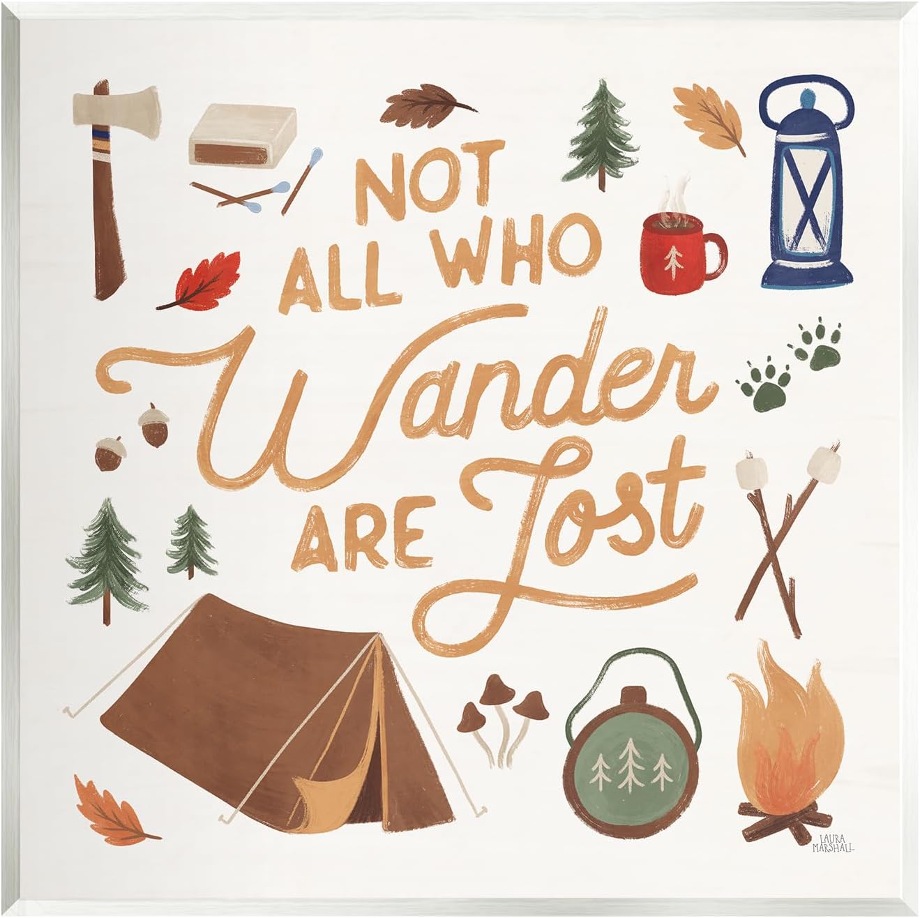 Stupell Industries Wander Camping Phrase Wall Plaque Art Design by Laura Marshall
