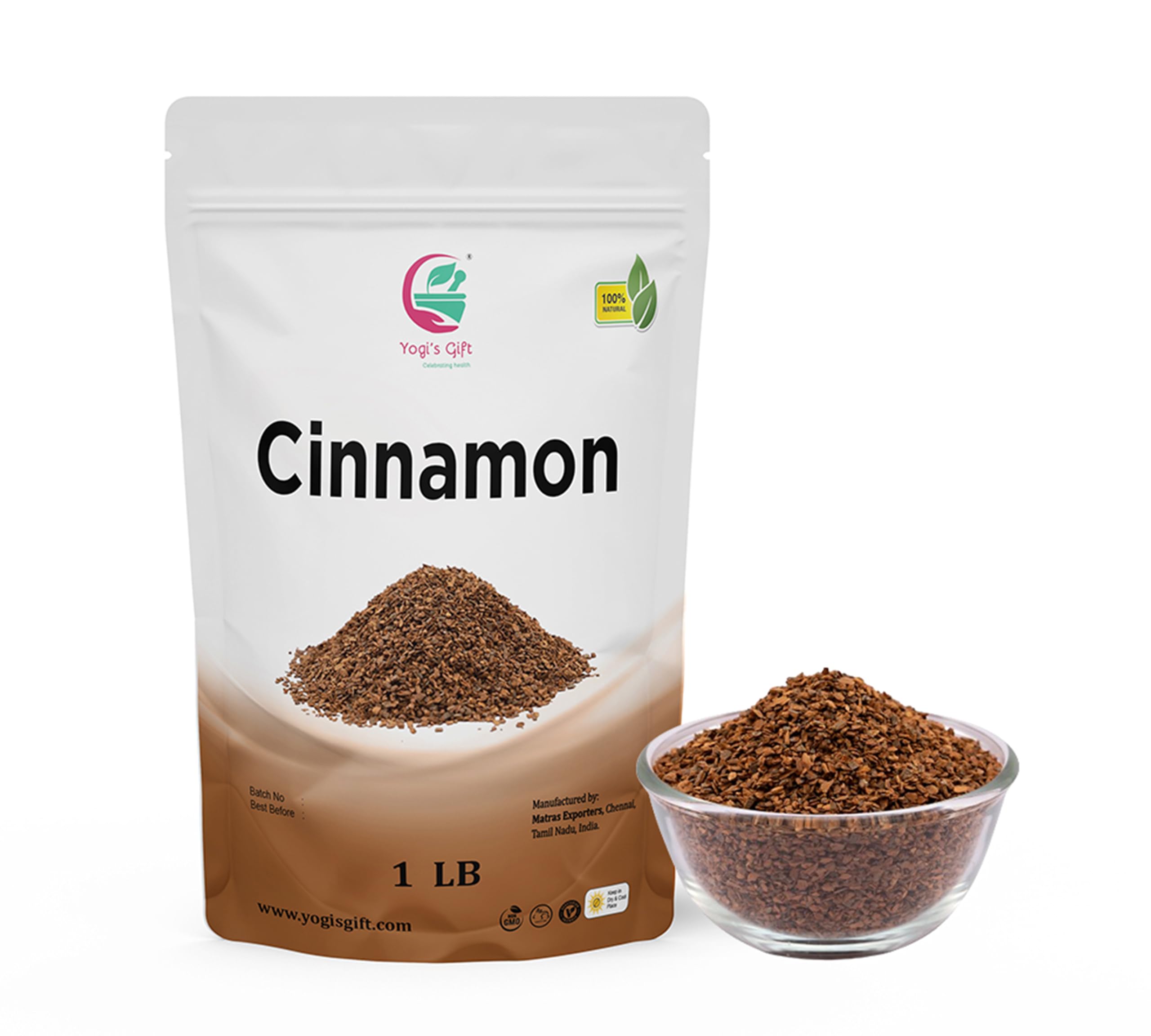Crushed Cinnamon Bark 1 LB | Bulk Cinnamon Stick Pieces/Chips For Tea, Cooking | Rich Aroma and Great Flavour | Premium Grade Product by Yogi's Gift®