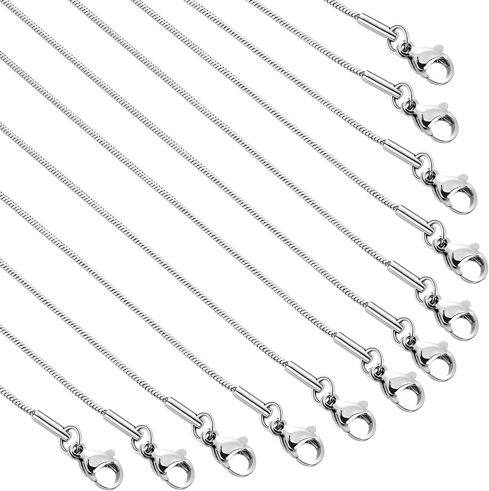 50 Pack Necklace Chains Bulk Silver Plated Cable Chain Pack for Jewellery Making 18 Inches
