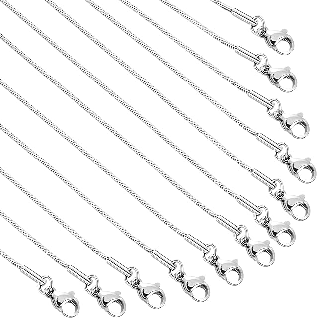 304 Stainless Steel Chain Necklace with Lobster Clasps 18 Inches Cross Snake Chains DIY Chain for Necklace Making