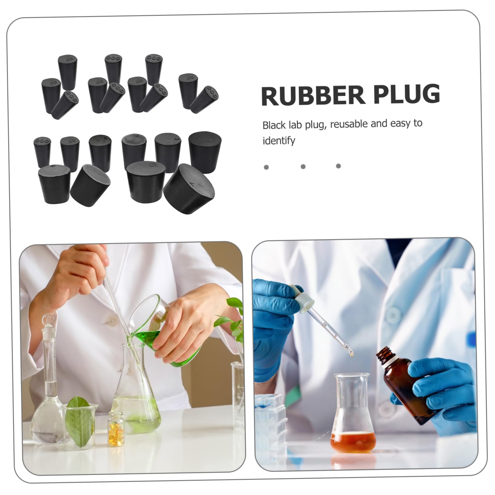 ULTECHNOVO 135pièces Bouchons Caoutchouc pour Laboratoire Bouchons Hermétiques De Différentes pour Équipements De Laboratoire Et Usages Variés