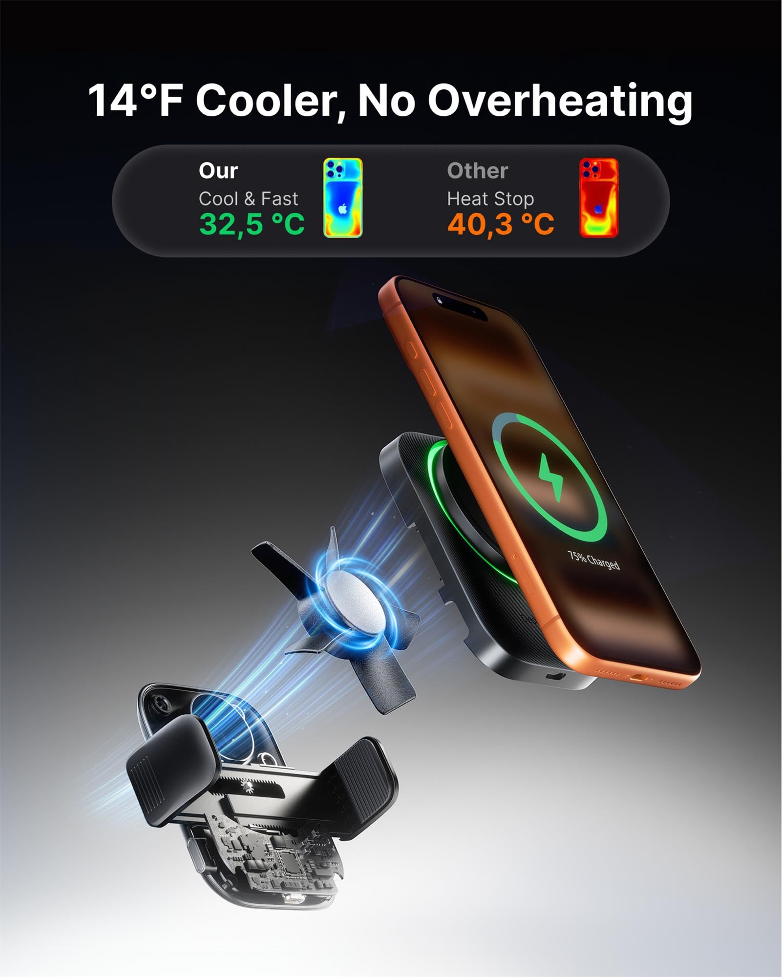 INIU Cargador inalámbrico para coche, certificado Qi2, soporte de teléfono para Magsafe, cargador magnético de carga rápida de 15 W para salpicadero, accesorios de coche, rejilla de ventilación para