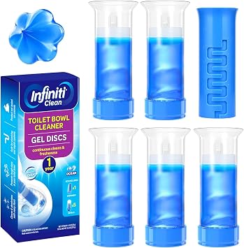 Toilet Gel Stamp, 5 Pack Total 40 Stamps, Up to 1-Year Supply Toilet Bowl Freshener, Long Lasting Toilet Cleaners Gel for Bathroom Odor Control Ocean