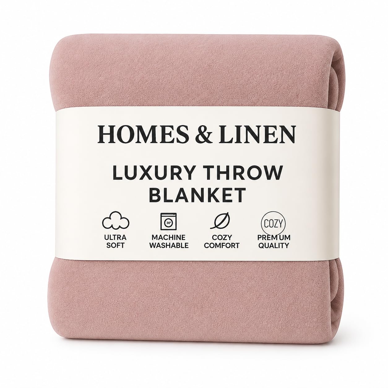 HOMES-LINEN Fleece Faux Fur Roll Mink Throws Soft Cosy Bed Blankets (Blush Pink, Single (125cm x 150 cm))
