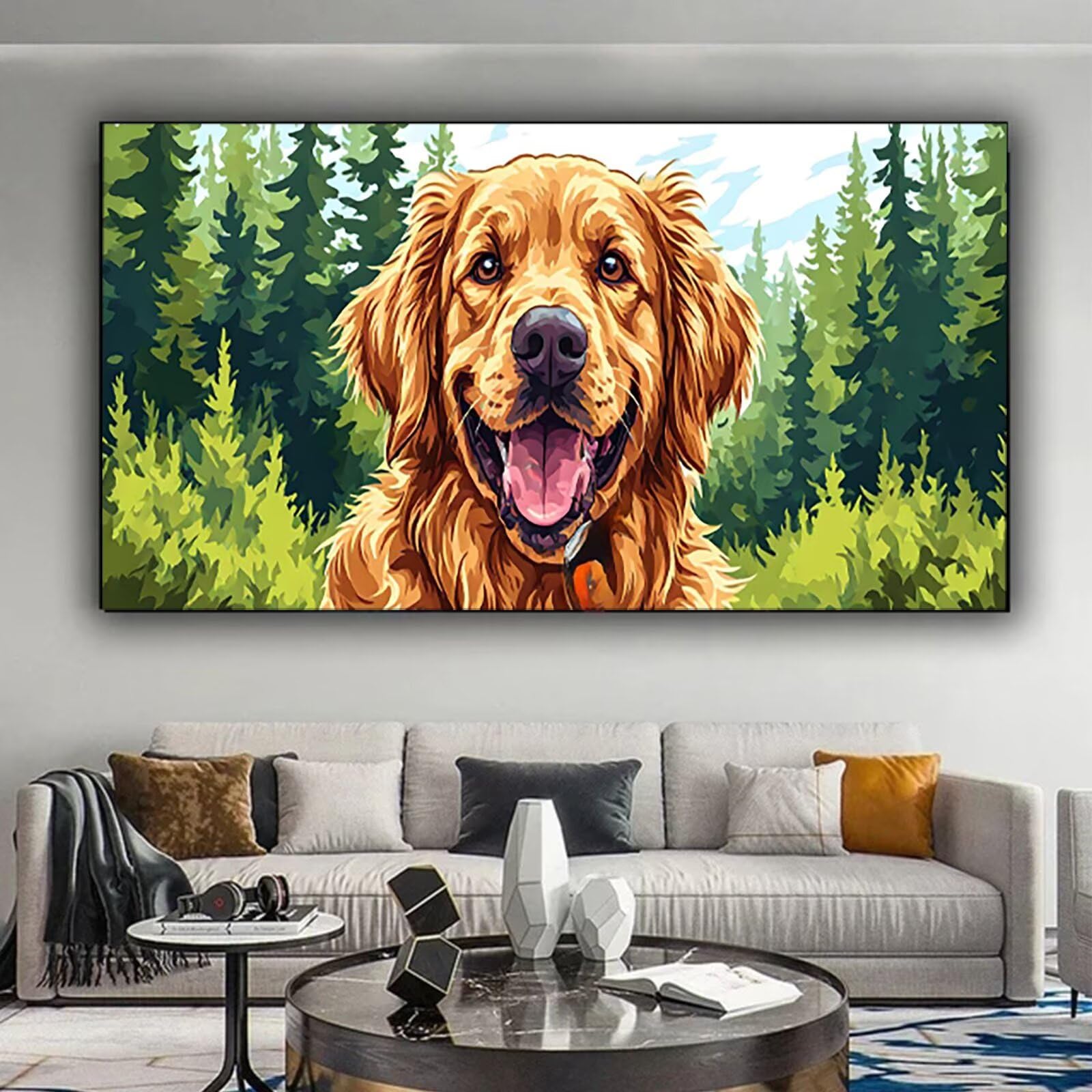 Malen nach Zahlen Kinder Tier, Geschenke für Mädchen Junge, Bastelset Kinder, Malen nach Zahlen Hund | Malen nach Zahlen Ohne Rahmen, für Home Wand Dekor Geschenk (60x120cm) Bastelset Erwachsene 0-B