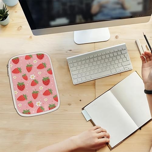 Miniatura 7 de Estuche para lápices de fresa Multifuncional Lindo titular de la pluma de cuero de la PU con cremallera Bolsa de la pluma de papelería