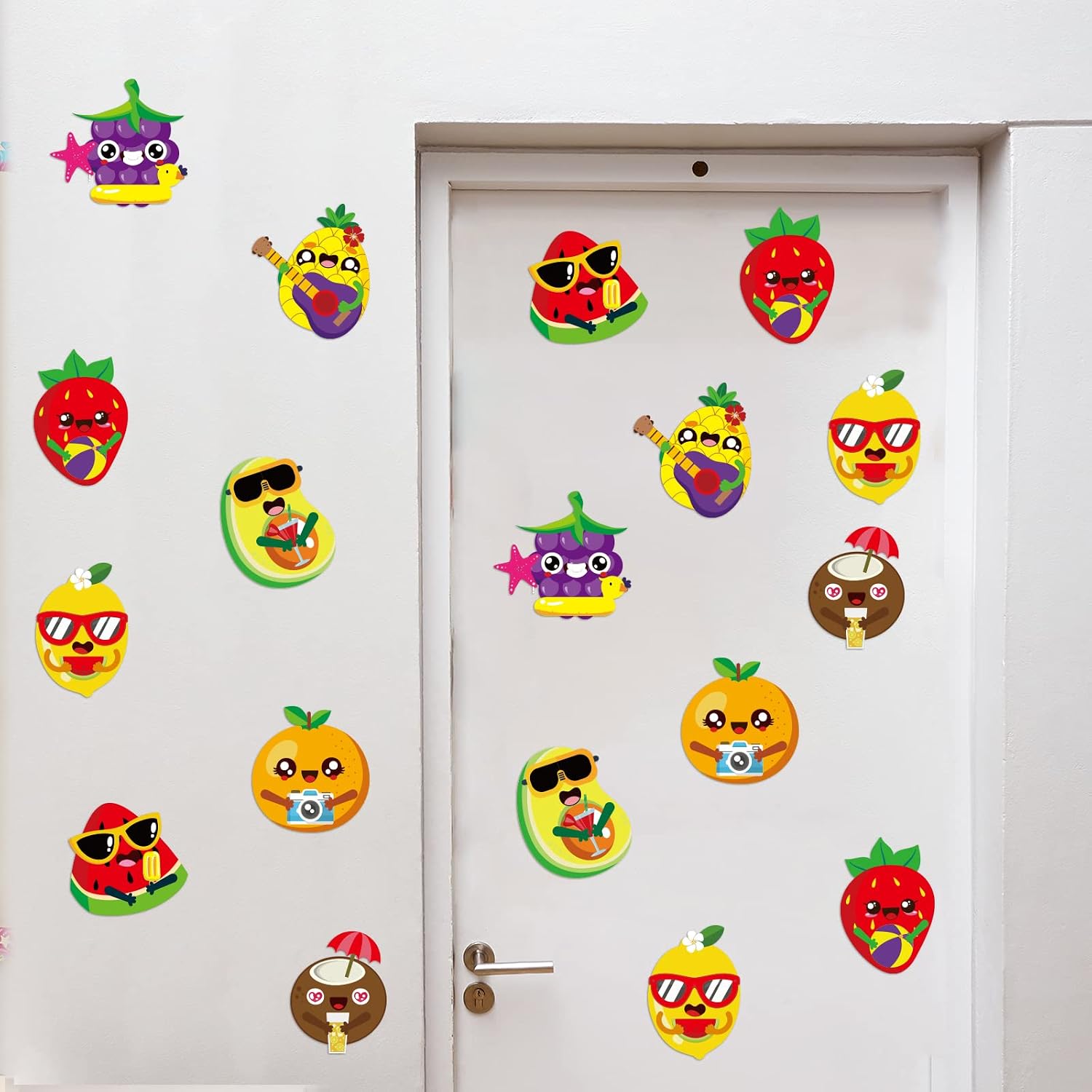 chiazllta 32 Packs Summer Fruit Craft Kits for Kids Hawaiian Fruit DIY Sticker Art Craft Set Summer Party Favors for Early Education Home Class Fun Game Activities