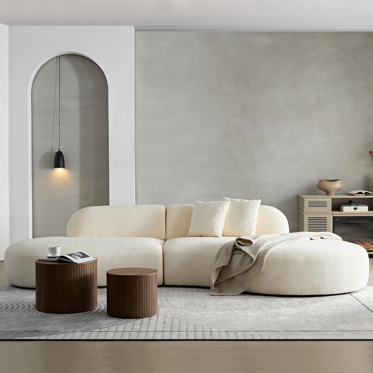 135.4″ Curved Sofa Luxury Couch for Living Room, Modern