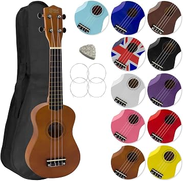 Mad About SU8 Soprano Ukulele - Natural | FREE Gig Bag, Pick, and Spare Strings - Great for Schools and Beginners, Now with Carbon Black Strings for Improved Tuning