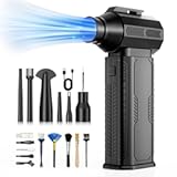 Compressed Air Duster, 130,000RPM Ultra-Powerful Cordless Electric Air Duster with 8000mAh Rechargeable Battery, 4-Gear Adjustable Air Blower for Keyboard, Computer, Car, Home Cleaning