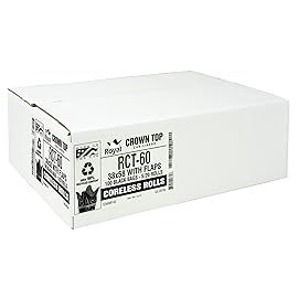 Aluf Plastics RCT-60 Star Sealed Coreless Rolls with E-Z Tie Flap Closure, 60 gal, Polyethylene, 38 x 58, Black (Pack of 100)