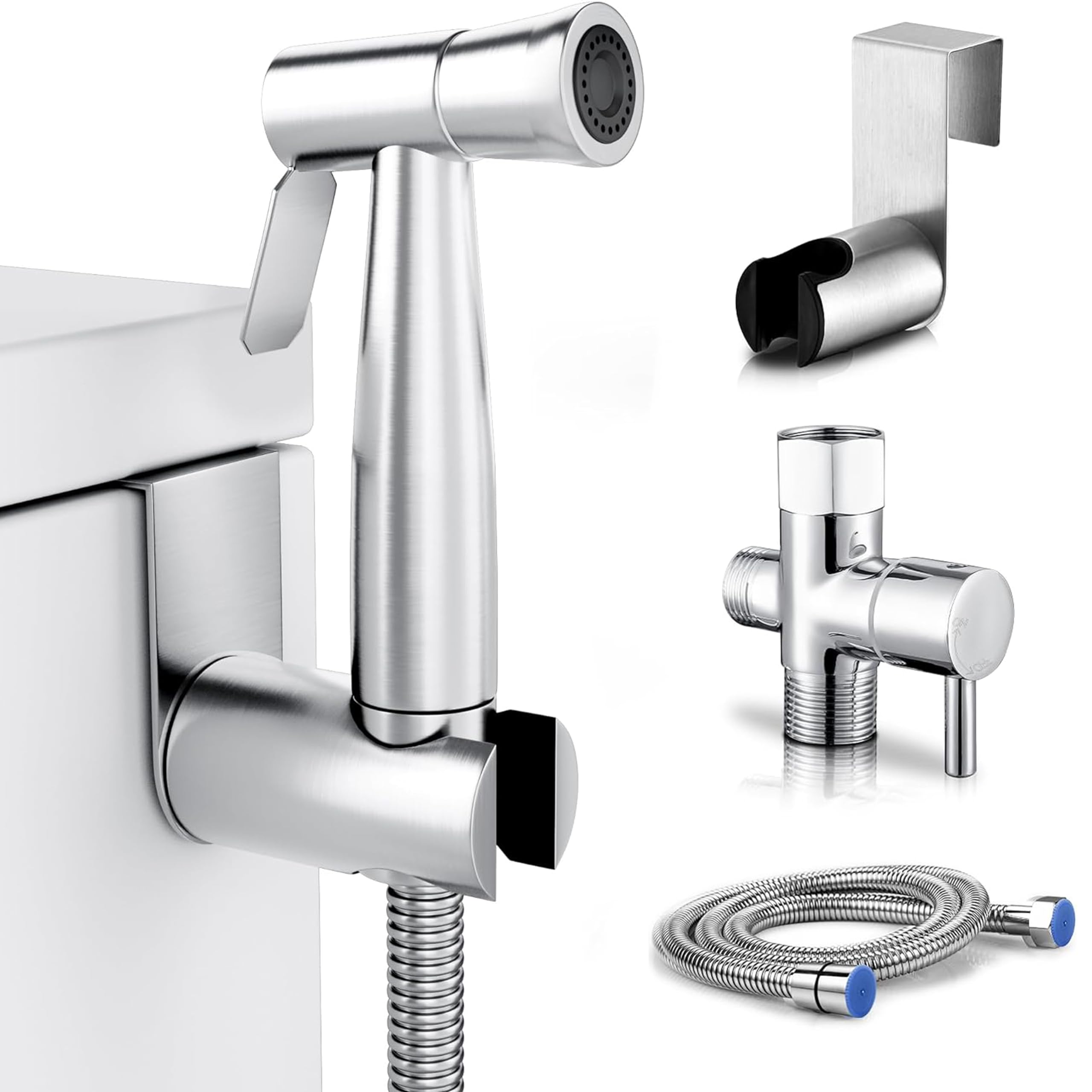 Handheld Toilet Jet Spray, Stainless Steel Jet Sprayer kit, Bathroom Bidet with Adjustable Water Pressure, Easy to Install Bidet Faucet Sprayer for Baby Cloth Diaper Cleaning