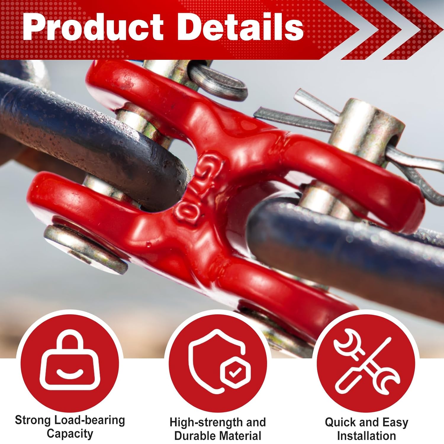 10 Pcs 5/16" Safety Chain Repair Links Zinc Plated G70 Double Twin Clevis Safety Chain Connector Link Heavy Duty Trailer Tie Down Connector for Trucks Trailers Warehouses, 3900 LBS. Capacity