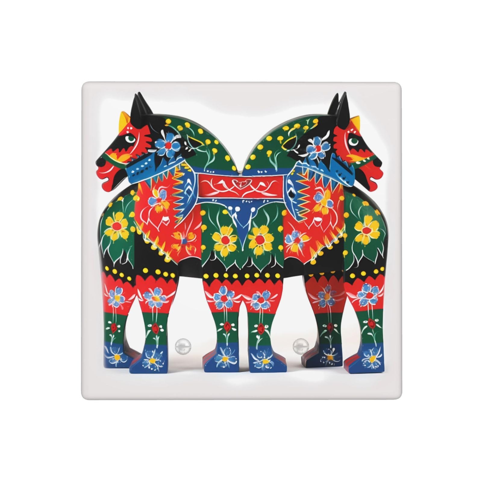 Kloph Style Q Decorator Wall Plate 2 Gang Light Switch Covers Runner Swedish Dala Horse Folk Wallplate Double Toggle Switch Plate Mid-Size Electrical Outlet Covers Decorative Wall Switch Plate Cover