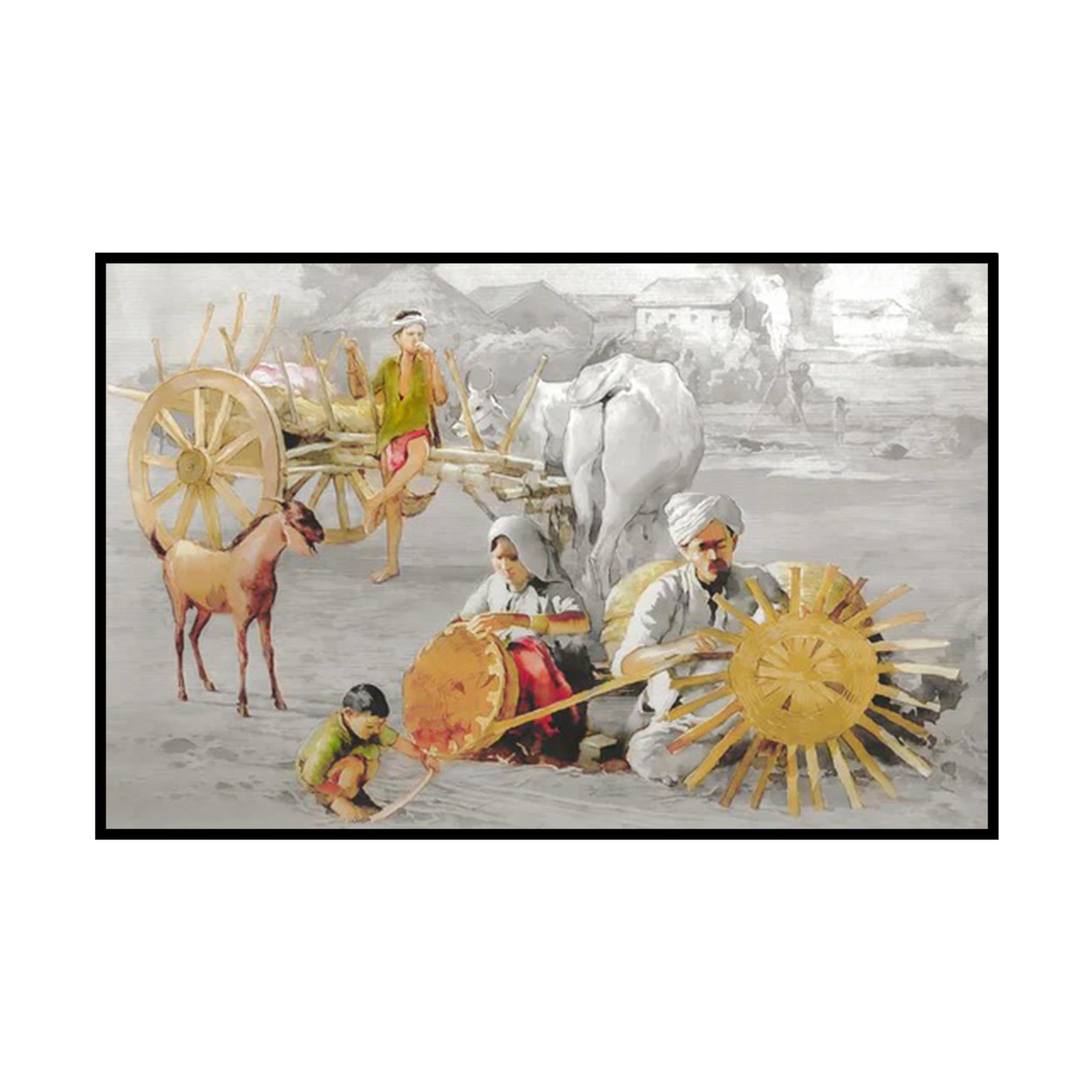 Vastu Vardan Village Scenery Painting Without Frame | Natural Paintings for Living Room | Size 45 x 32 cm | Wall Scenery for Bedroom, Office, Home Decor |-image-34