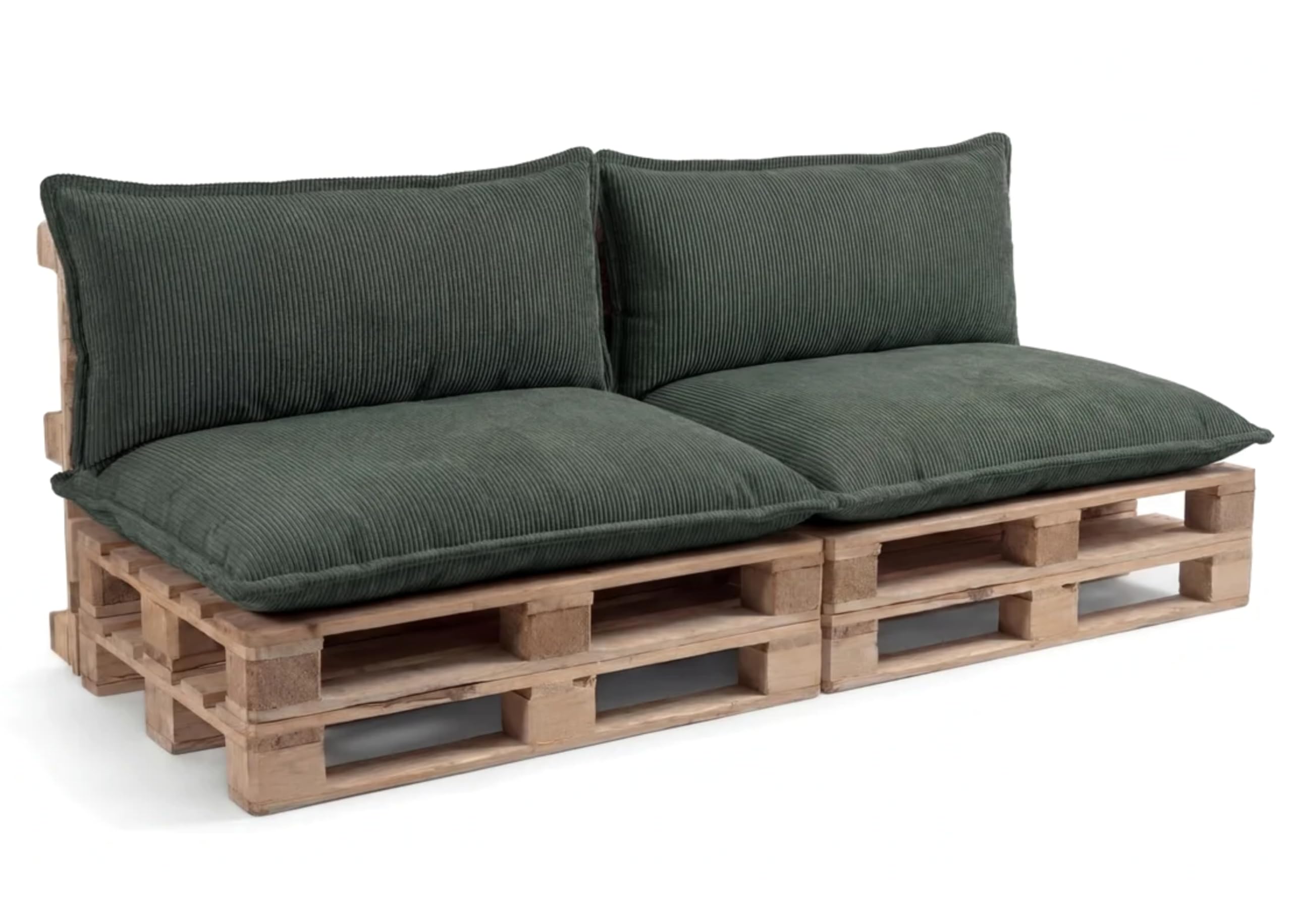 Gutekissen® Palettenkissen Set – Sitzkissen für Europaletten – Palettenpolster, Gefüllt mit Granuliertem Poulirette-Schaum PLL (Grün, 2X Set (Sitzkissen 120x80 +Rückenlehne 120x40))