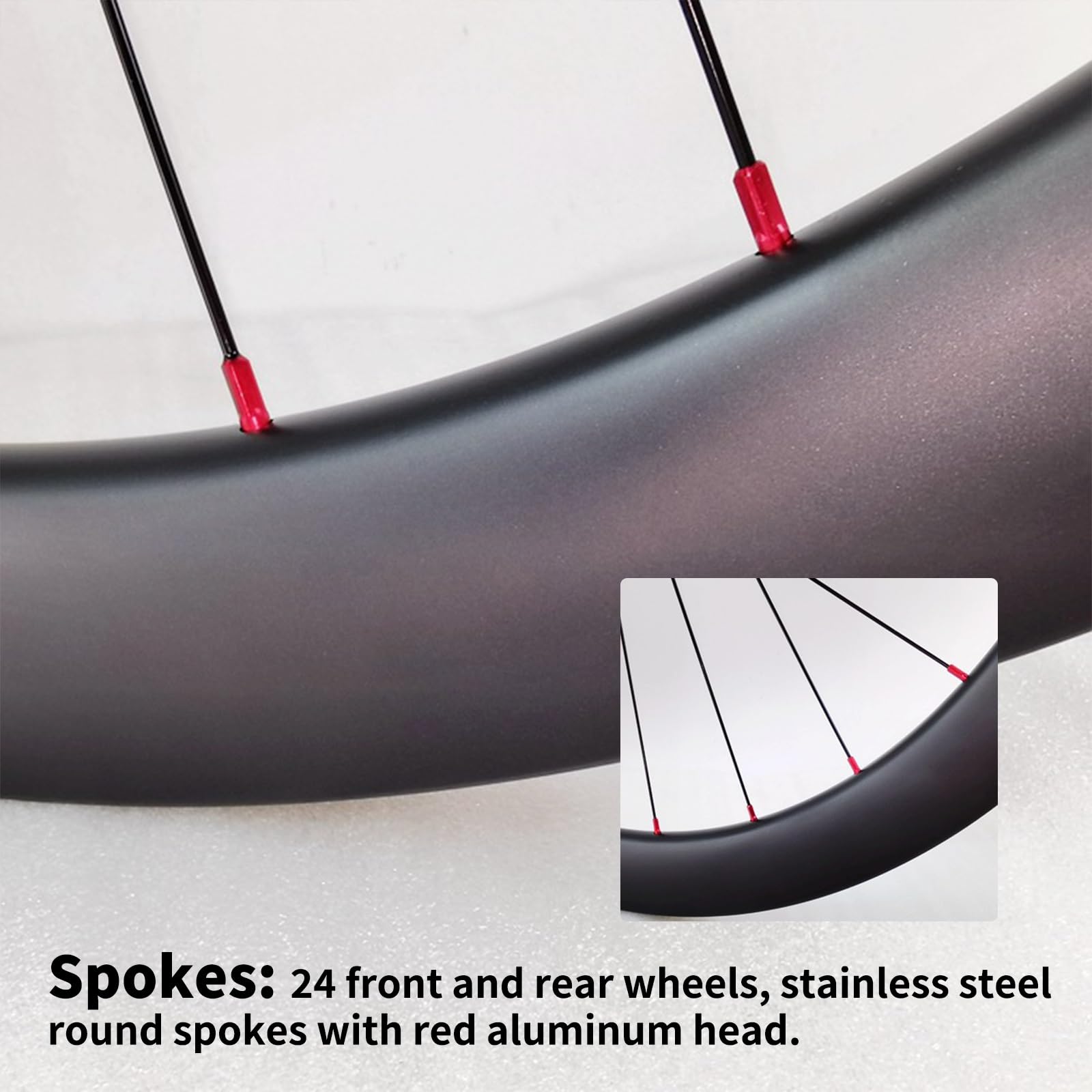 Set di Ruote per Bici da Corsa 700C Cerchi in Fibra di Carbonio Altezza 38/50mm Sgancio Rapido Freno A Disco Mozzo 24H Straight Pull per Cassetta 7-12 velocità(50MM)