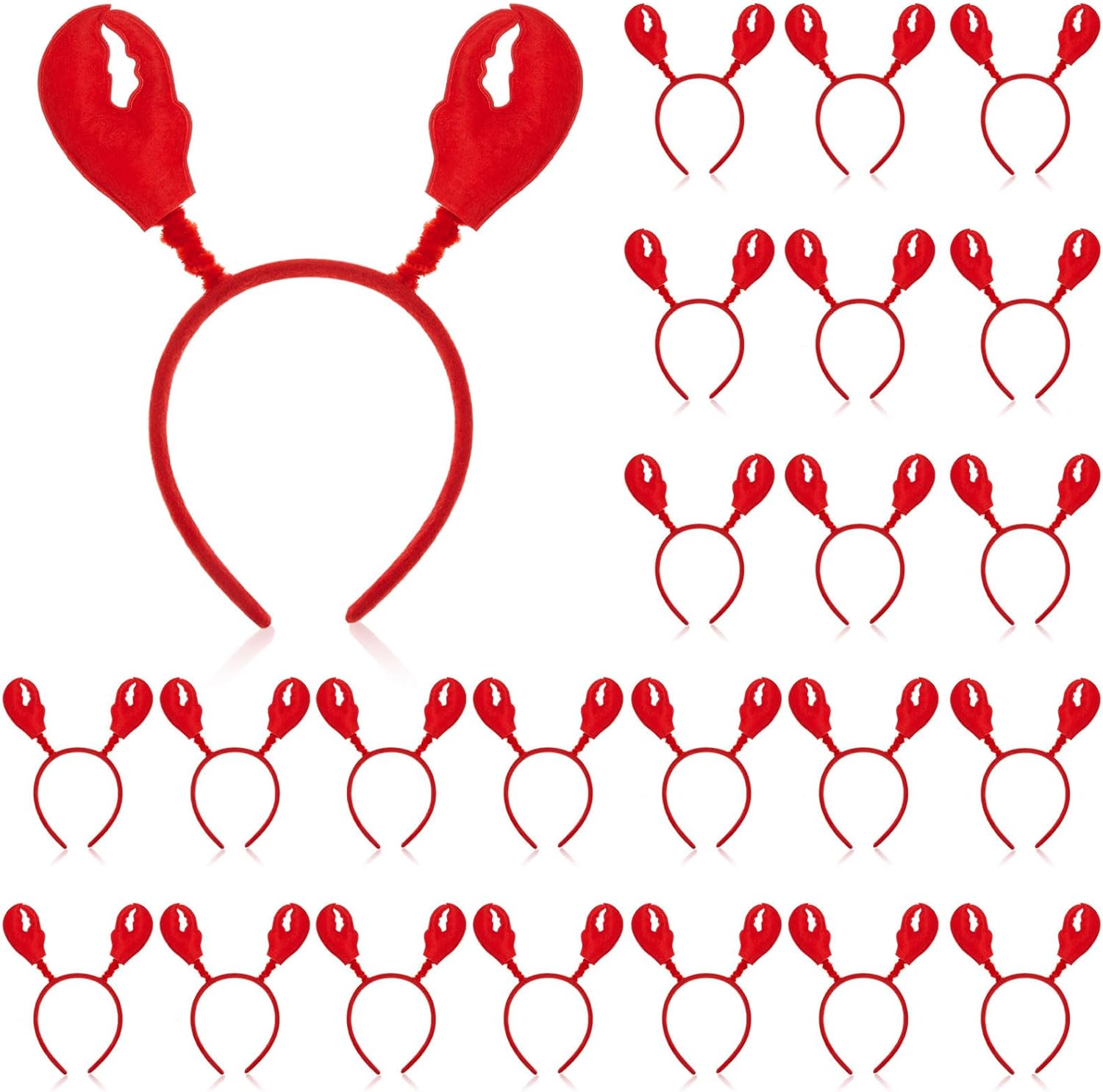 Crowye 24 Pcs Lobster Crab Headbands Red Claws Headwear Adults Ocean Costume Hats for Halloween Cosplay Summer Lobster Party