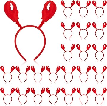 Crowye 24 Pcs Lobster Crab Headbands Red Claws Headwear