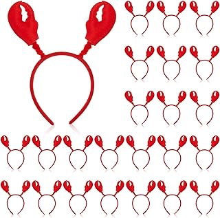 Crowye 24 Pcs Lobster Crab Headbands Red Claws Headwear Adults Ocean Costume Hats for Halloween Cosplay Summer Lobster Party