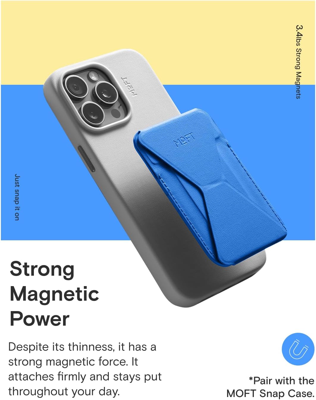 MOFT Magnetic Wallet Stand Compatible with iPhone 17/16/15/14/13/12 Series, Angle Adjustment & Magsafe Compatible MOVAS Phone Stand,Sapphire