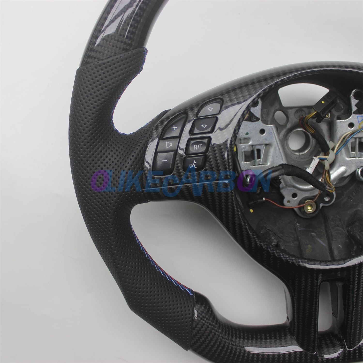 OLIKE Replacement Real Carbon Fiber Steering Wheel with Leather for BMW E46 3 Series 1997-2006