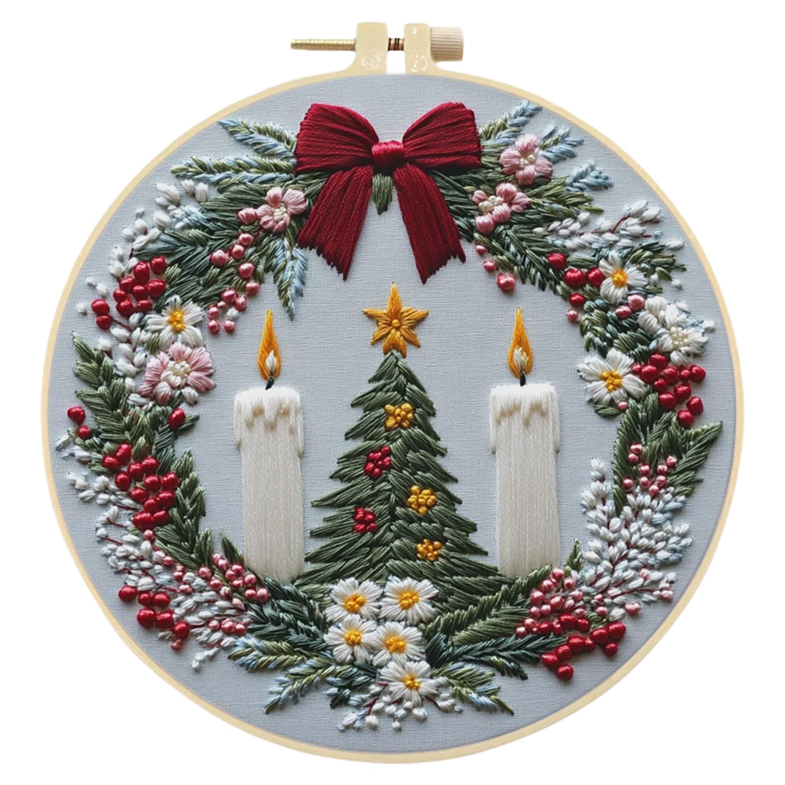 Christmas Embroidery Kit, Christmas DIY with Embroidery Hoop Needlepoint