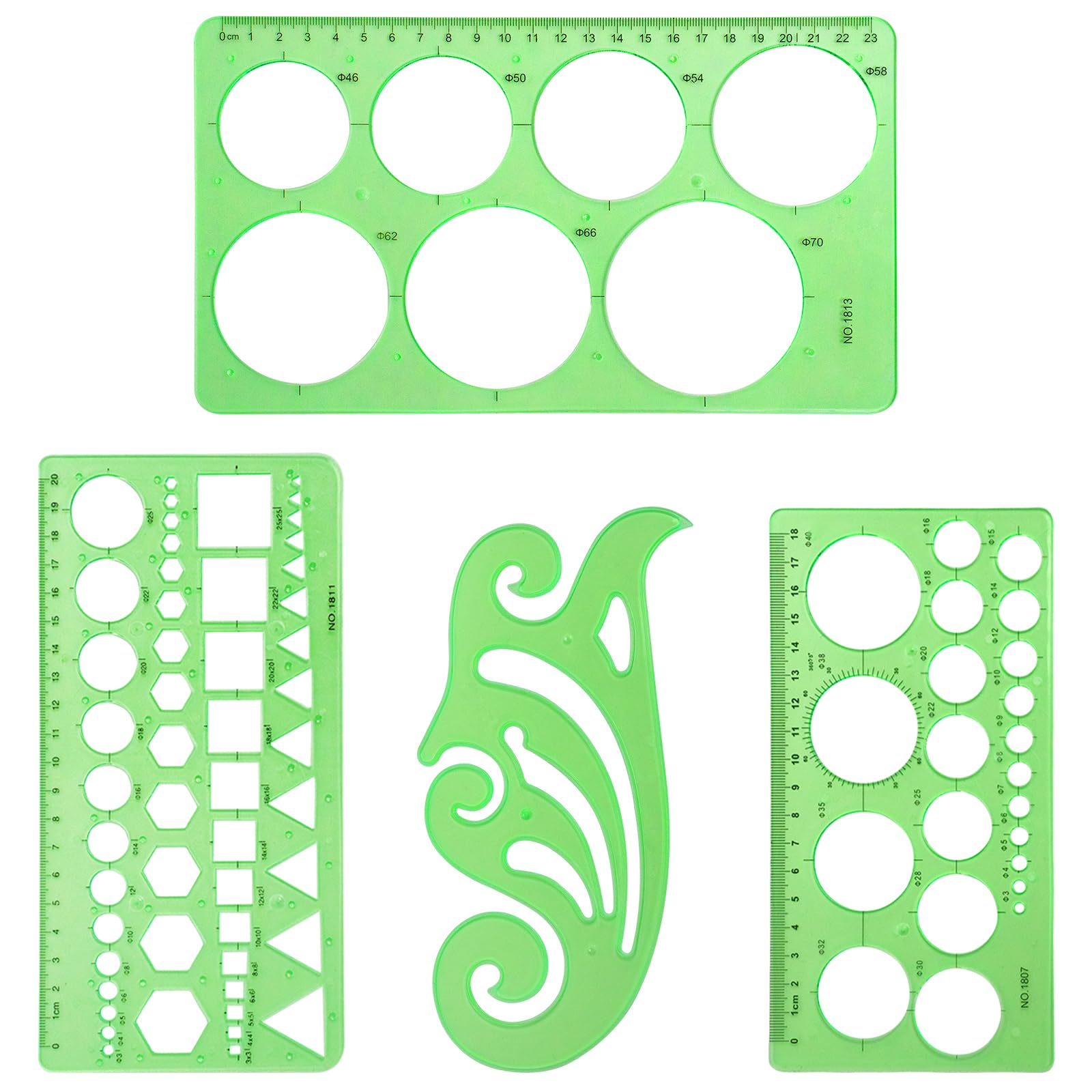 Arch Template Ruler Clear Green Architectural Templates WSNIJFU 6 Pcs Drawing Rulers ...