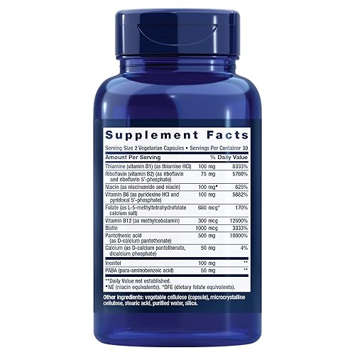 Miniatura 2 de Cápsulas con complejo B completo bioactivo 60 cápsulas en dos frascos de Life Extension 01945 60 1 1