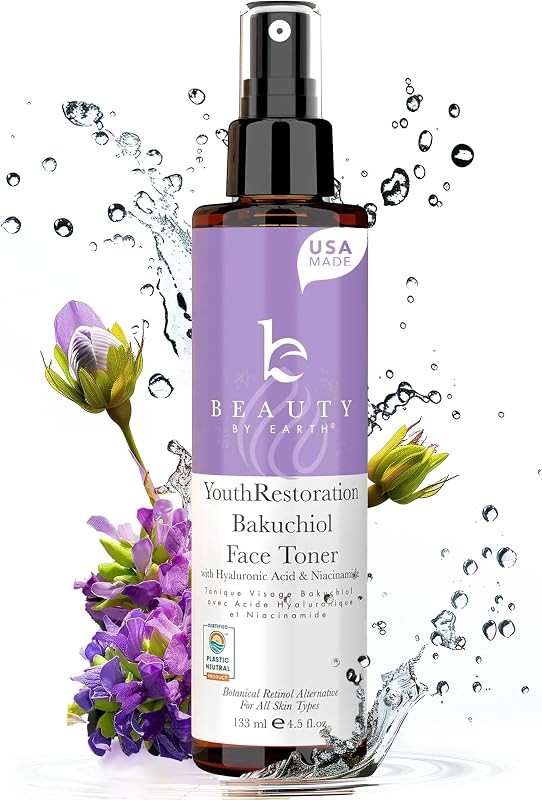 Bakuchiol Face Toner - USA Made with Natural & Organic Ingredients | Skin Toner for Oily and Acne Prone Skin, Spray Toner for Aging Skin, Smoothes Fine Lines & Wrinkles