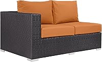 Vista 56 de Modway Convene - Sofá biplaza de mimbre para patio al aire libre con cojines en color beige espresso