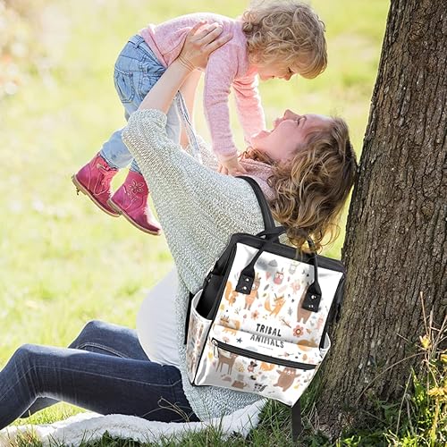 Miniatura 6 de cfpolar Diaper Bag Backpack Cute Bohemian Animal Maternity Newborn Baby Changing Bags Large Baby Bags for Moms Dads Waterproof Travel Back Pack with