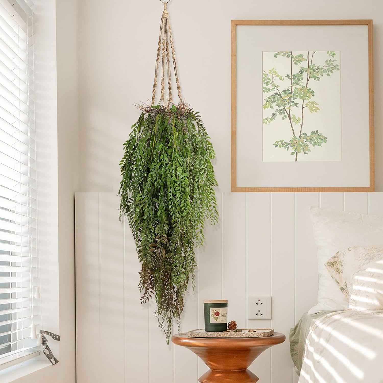 RECUTMS Artificial Hanging Plants Faux Ivy Vine Leaves 2Pcs 3.7Ft Fake Plants Hanging Wall Greenery for Spring Home Garden Wedding Party Indoor Outdoor Shelf Decorations(Green Brown)