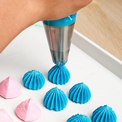 Miniatura 6 de Kasmoire Juego de 4 boquillas redondas cuadradas grandes, de acero inoxidable, kit de tuberías para decoración de pasteles