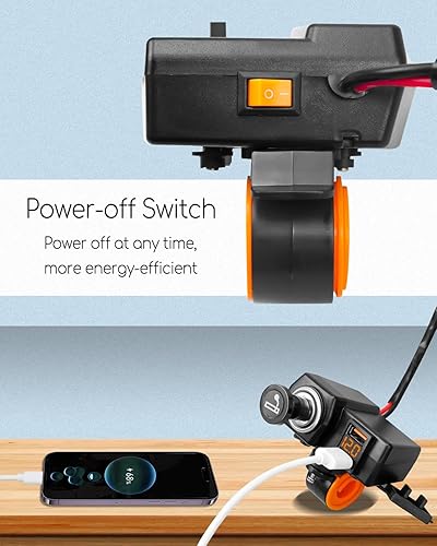 Miniatura 5 de Cargador USB dual para motocicleta compatible con Honda CRF300L CRF250L 2017-2022, cargador de teléfono de motocicleta impermeable con encendedor de