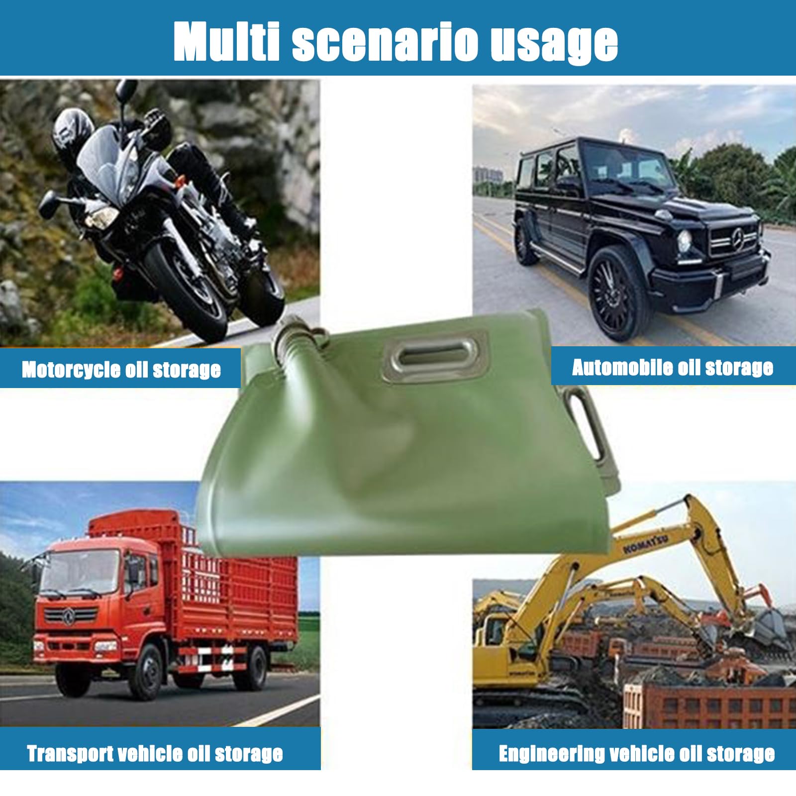 Garrafa Ġãṣôliňa 10L 20L 30L, Bidon Ġãṣôliňa Blanda Portátil, Bolsa de Combustible TPU Plegable de Emergencia Al Aire Libre, Verde,20L