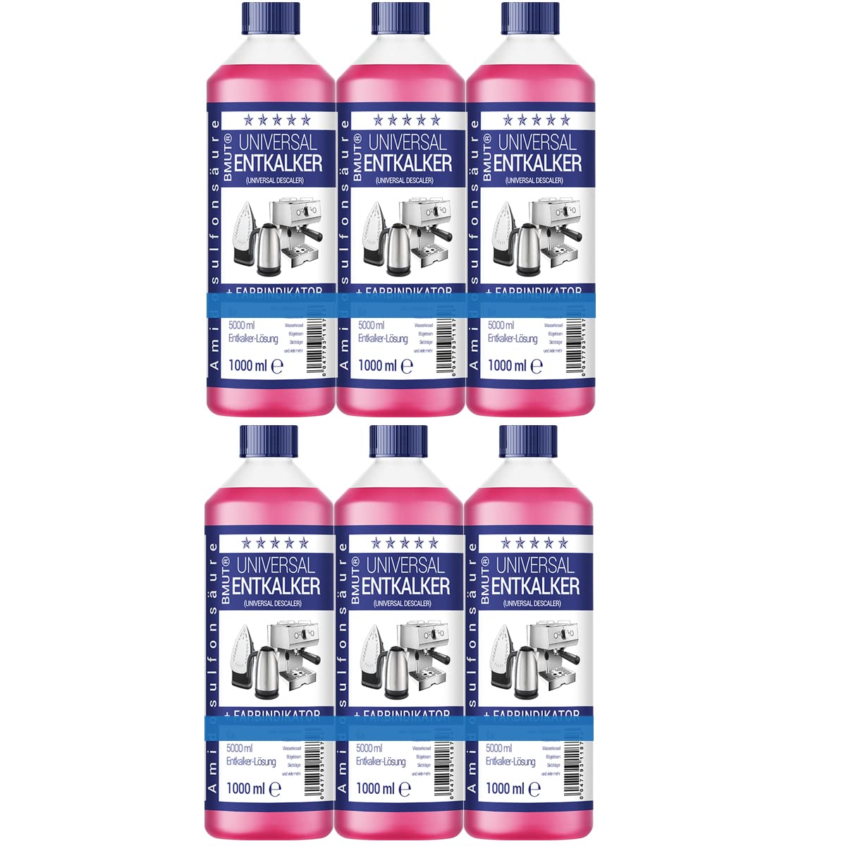 Descalcificador universal de 1000 ml para cafeteras automáticas y máquinas de café, para 8 operaciones de descalcificación 125 ml cada una, 6 botellas