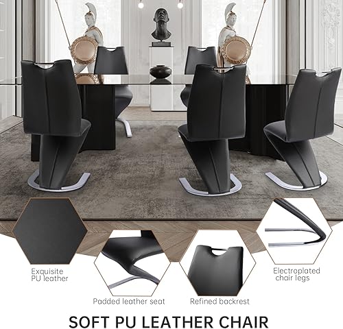 Miniatura 6 de HIPIHOM Mesa moderna de comedor de cocina MDF y sillas de poliuretano para 67 piezas mesa de extensión de mariposa media y sillas de comedor de