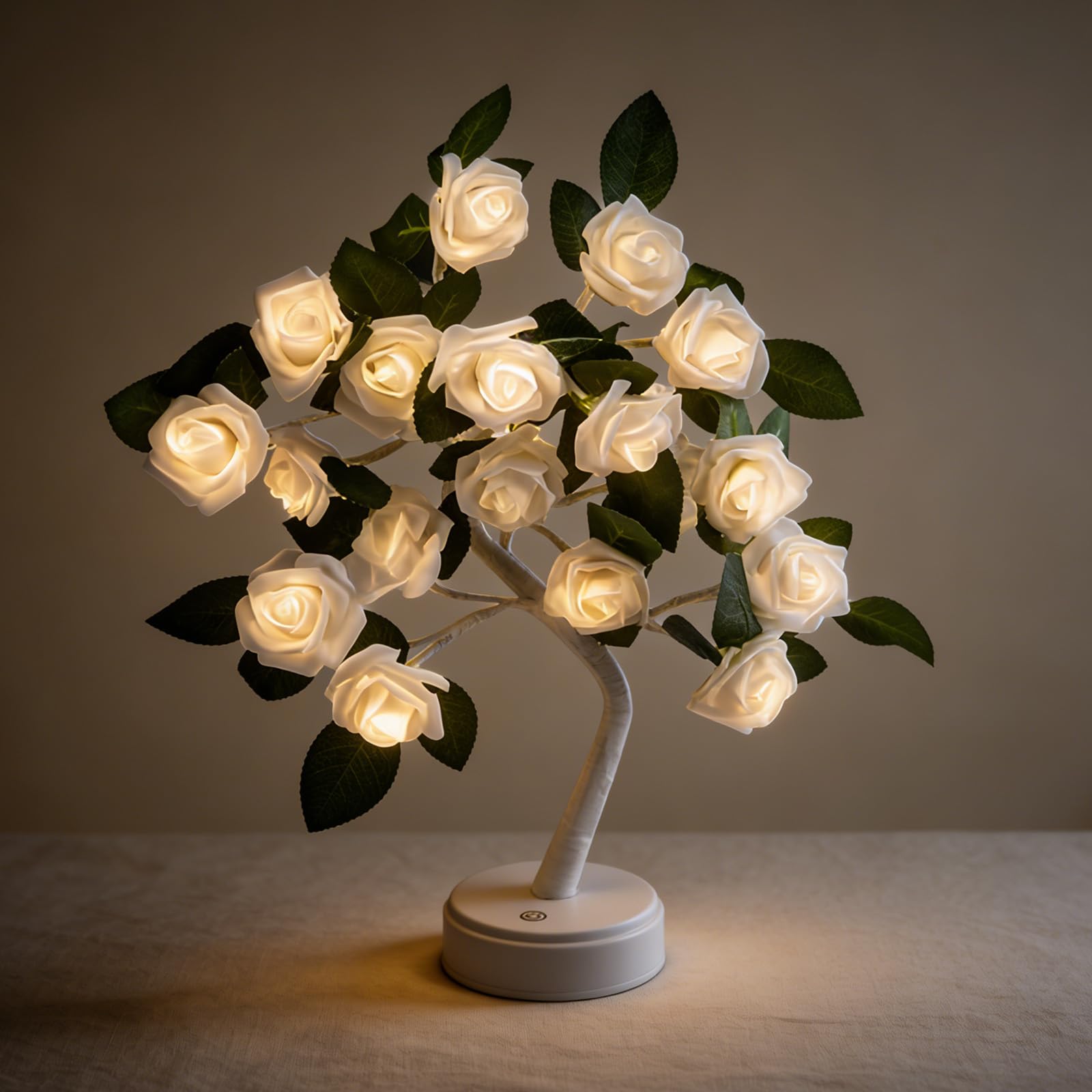 ANBET 18 LEDs Rose Flower Tree Lamp, LED Rose Tree Table, Lamp Cute Fairy Light up Flower for Mother's Day Home Bedroom Valentines Christmas Day Easter Wedding Party Decor-White