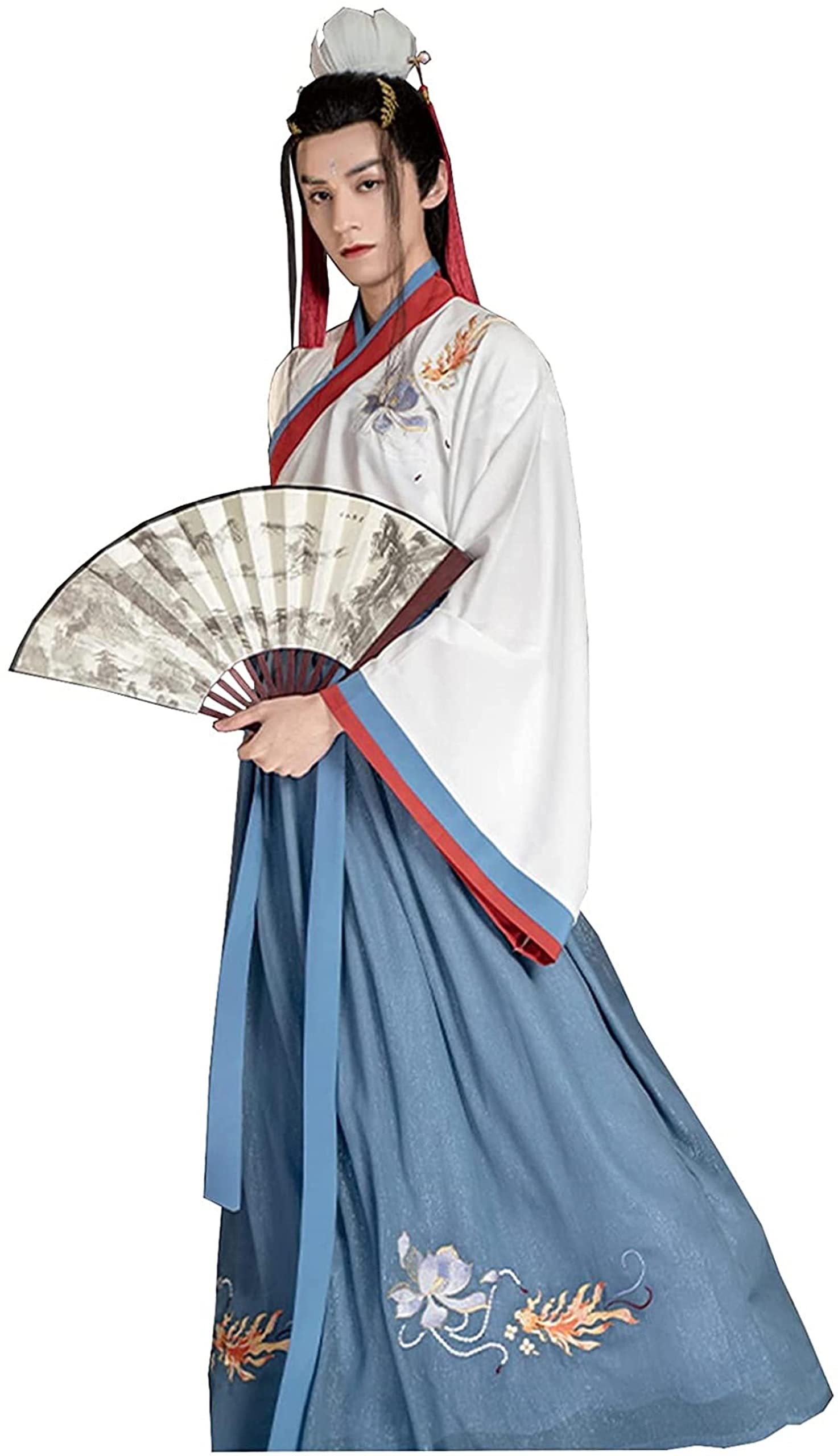 RYUMD Han-fu Men Traditional Chinese Costume Han-fu Dress Outfit Martial Art Chinese Dance Wear For Cosplay Halloween