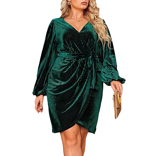 Snapklik.com : Womens Plus Size Long Sleeve Wrap Semi Formal Velvet Mini Dress Sexy Cocktail Party Winter Club Dress Emerald Green 3XL Snapklik.com : Womens Plus Size Long Sleeve Wrap Semi Formal Velvet Mini Dress Sexy Cocktail Party Winter Club Dress Emerald Green 3XL