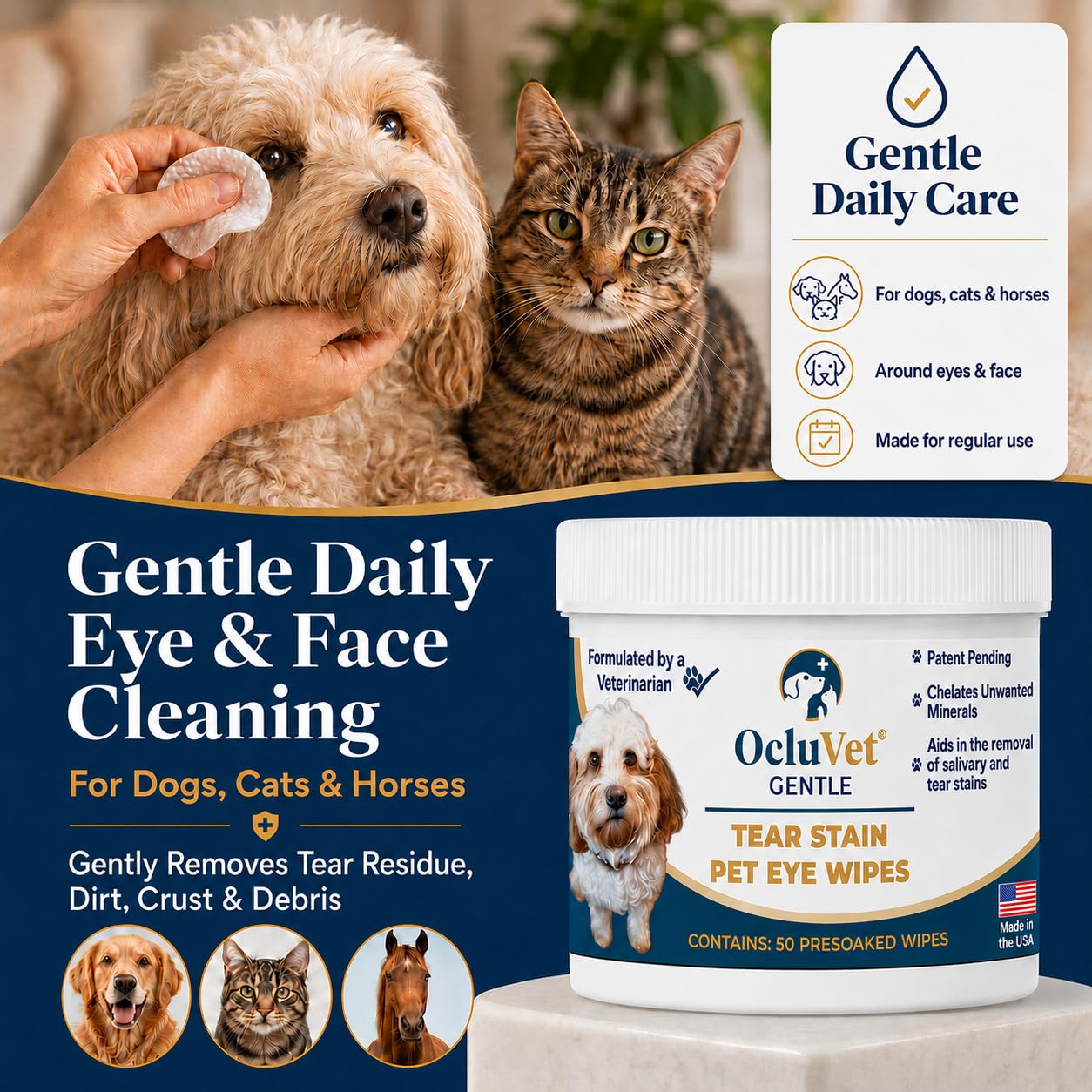 OcluVet Tear Stain Wipes for Dogs, Cats & Horses, 50 Count — Amazon image 2