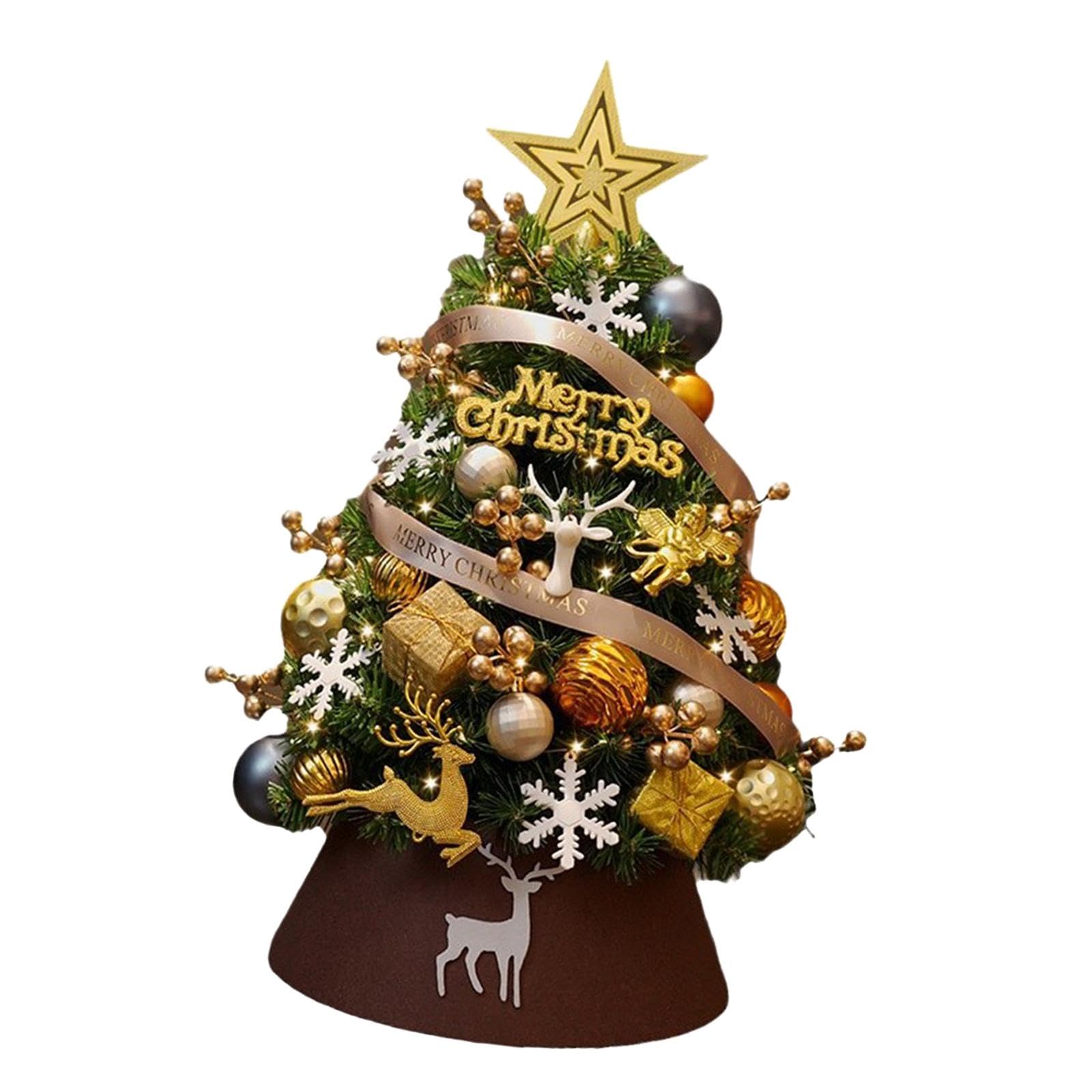Albero di Natale Artificiale Illuminato da Tavolo con Palline, Decorazione Natalizia per Camera da Letto, Soggiorno E Tavola Festiva, 60 Cm