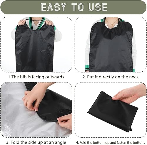 Vista 5 de TIESOME 1 babero para adultos, babero elástico de doble capa para adultos de 28 x 17 pulgadas, reutilizable, impermeable, lavable, babero