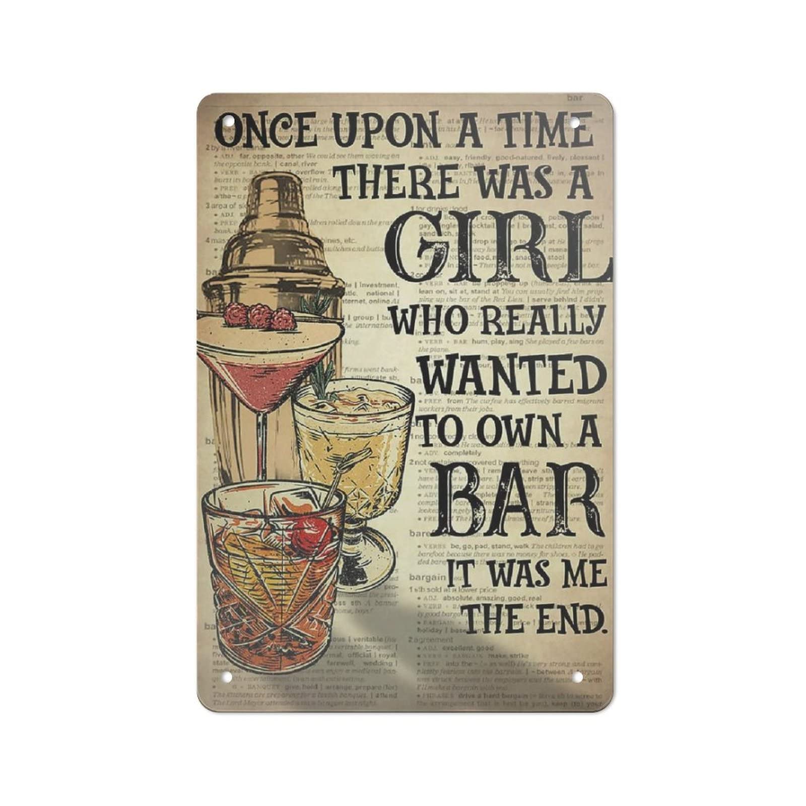 AOOEDM A Girl Who Really Wanted To Own A Bar Vintage Metal Tin Sign for Home Coffee Shop Office Wall Art Metal Poster Garage Decor Man Cave Sign Inspirational Quote Wall Decor